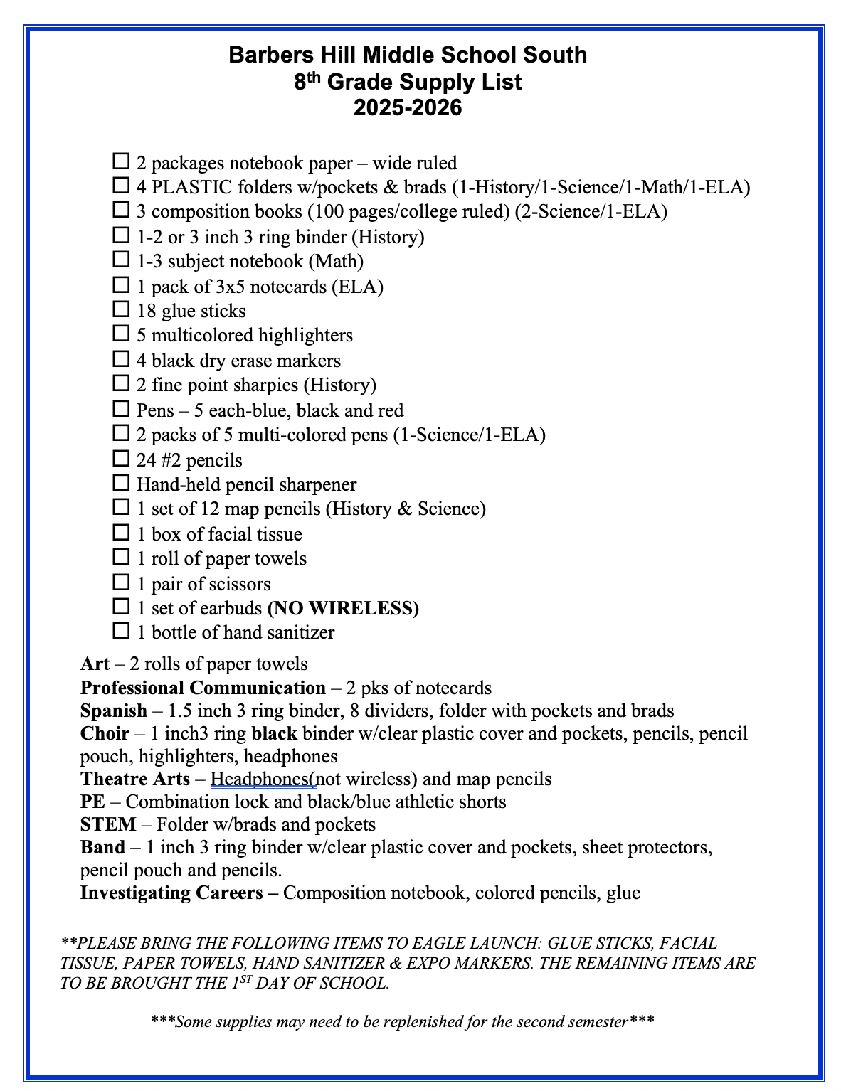 Middle School South 8th Grade